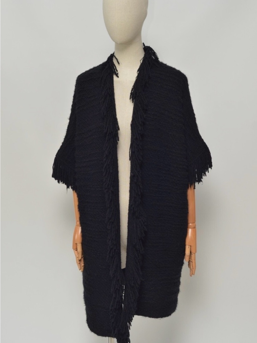 Ralph Lauren Purple Label Black Cashmere Silk Poncho Cardigan—-S